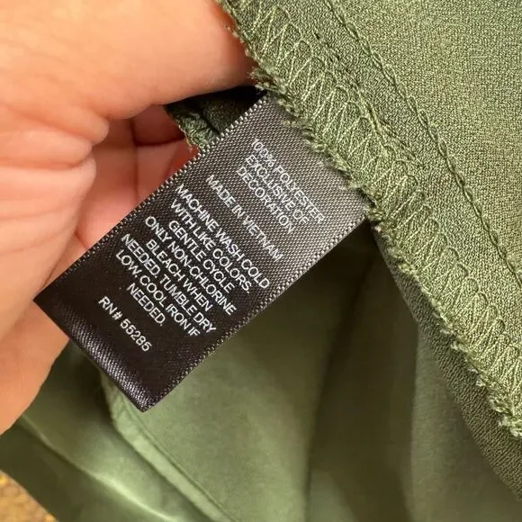 Express Olive Green Satin Black Lace Tank Top Camisole Small - Picture 6 of 8